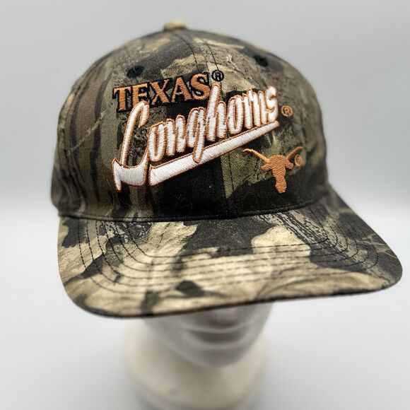 Vintage 90s Texas Longhorns Mossy Oak Camo Snapback Hat UT Outdoor Caps - Picture 2 of 12